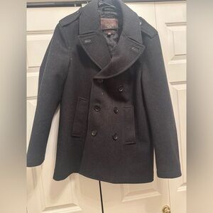 Coach Men’s Wool Peacoat Overcoat Double Breasted Black/Dark Grey Medium Preppy